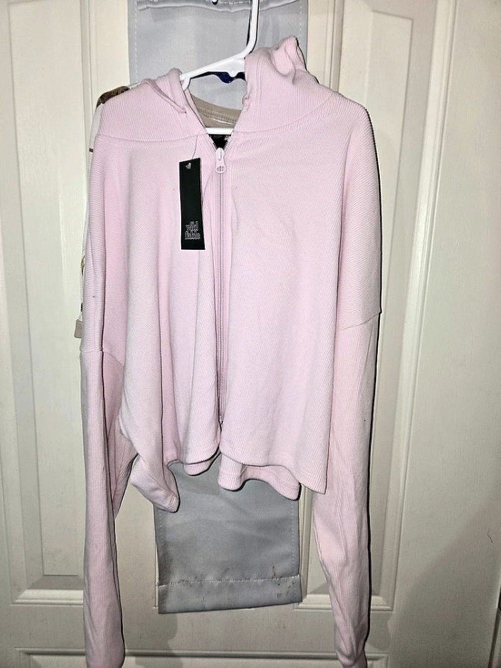Wild Fable Light Pink Cropped Zip-Up Hoodie